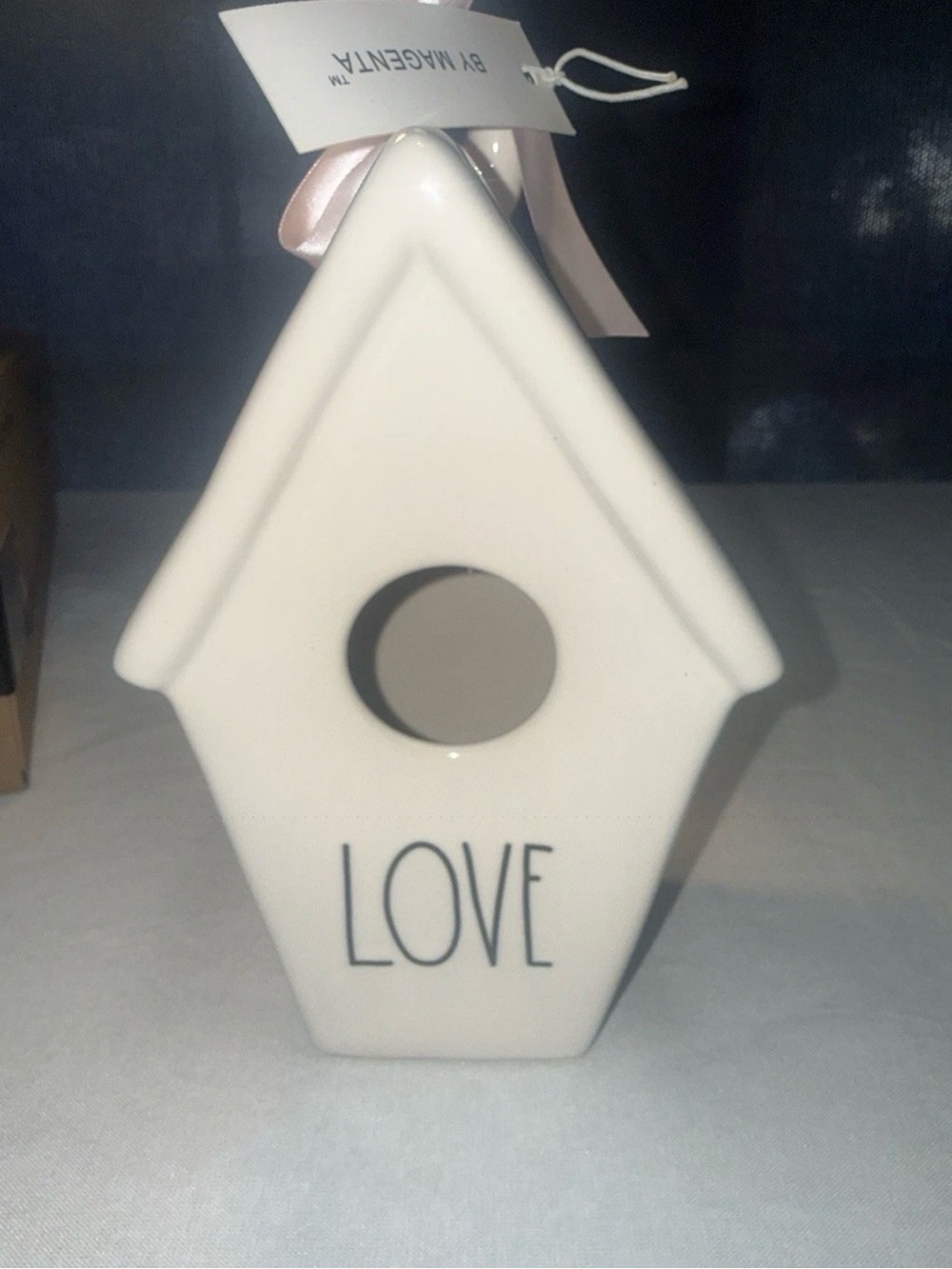 Rae Dunn White Ceramic 'LOVE' Birdhouse Ornament